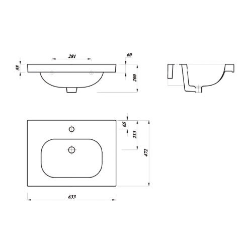 Milan basin 63cm with Unit
